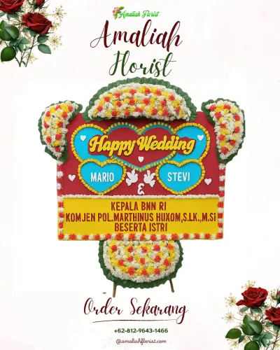 Karangan Papan Bunga Pernikahan di Parakan